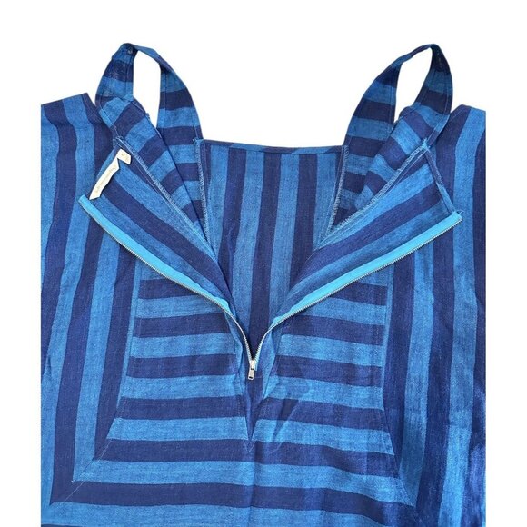 Soft Surroundings Linen Blend Tunic Blouse Small Cold Shoulder Blue Pockets - Picture 3 of 9